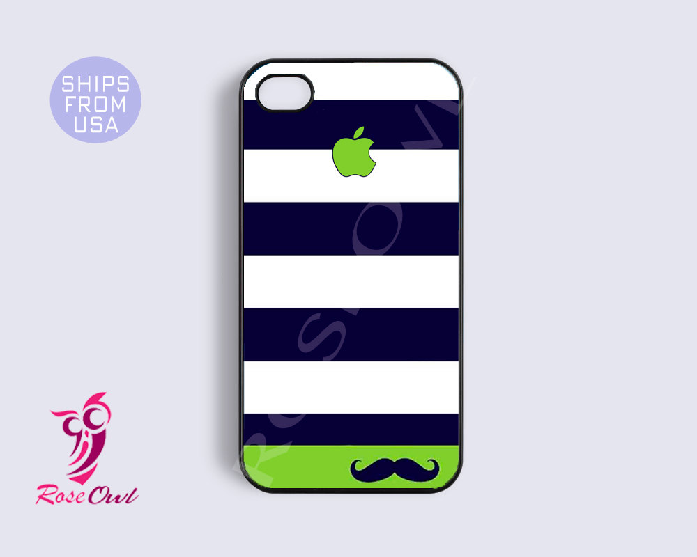 Iphone 5s Case, Iphone 5s Covers - Mustache Unique Blue Green Stripes Pattern Iphone 5s Cases, Iphone 5c Caes,iphone 5c Case,iphone 5c Cover